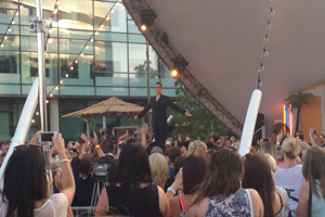 Gok Wan on stage in the piazza at Media City UK